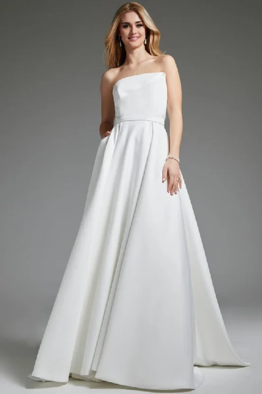 Wedding dresses with a lace - trimmed veil attachment​Jovani JB40599 A Line Bridal Gown Long Wedding Dress