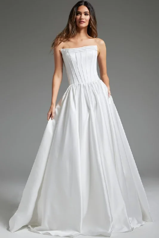 Long - sleeved lace wedding dresses for a modest style​Jovani JB40784 A Line Bridal Long Wedding Dress