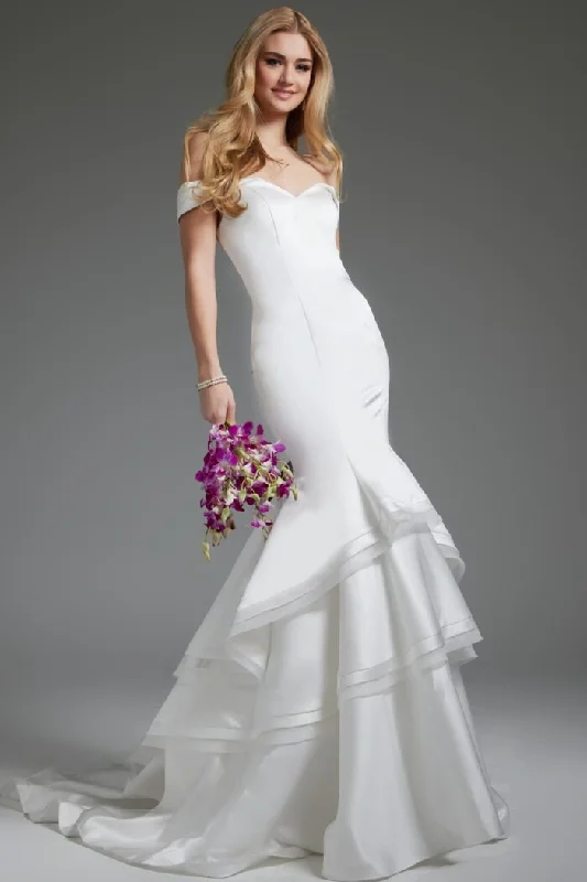 Sequined wedding dresses for a glamorous look​Jovani JB40790 Long Mermaid Wedding Dress