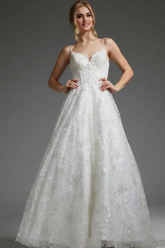 Wedding dresses with a mermaid - style skirt and a ball gown overlay​Jovani JB422225 Bridal Gown Sequin Long Wedding Dress