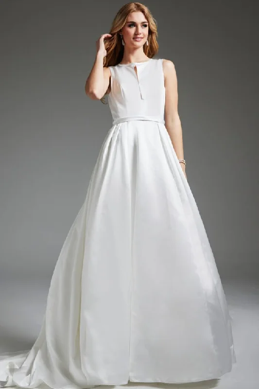 Illusion - neck wedding dresses with delicate lace​Jovani JB42319 Long Bridal Gown Keyhole Neck A Line Wedding Dress