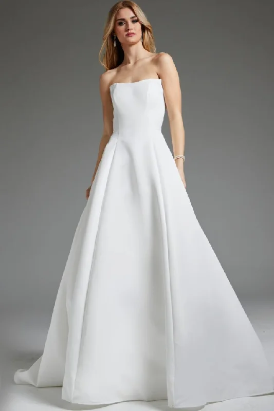 Embroidered wedding dresses with metallic threads​Jovani JB42346 Bridal Gown A Line Long Wedding Dress