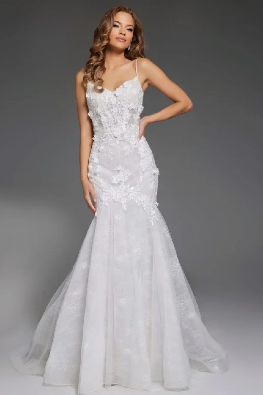Ballroom - ready wedding dresses with a large skirt​Jovani JB42484 Long Bridal Gown Lace Mermaid Wedding Dress