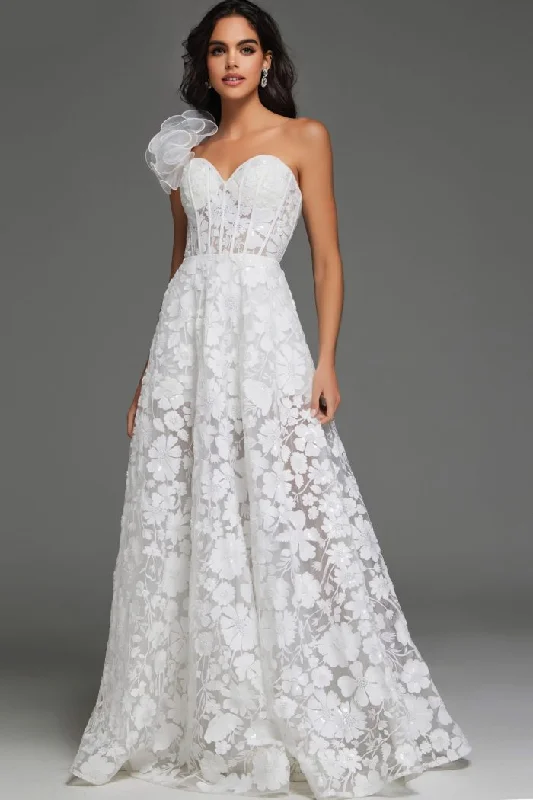 Plus - size wedding dresses with a flattering fit​Jovani JB43331 Floral Lace Bridal Gown Long Print Wedding Dress