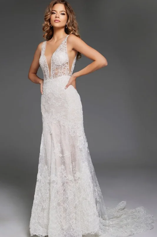 Beach - friendly wedding dresses made of lightweight fabric​Jovani JB43894 Bridal Gown Intricate Lace Long Wedding Dress