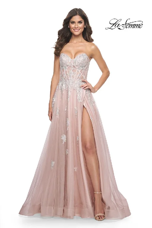 Party dresses with a peplum waist for a feminine and flattering silhouette​La Femme Dress 32111