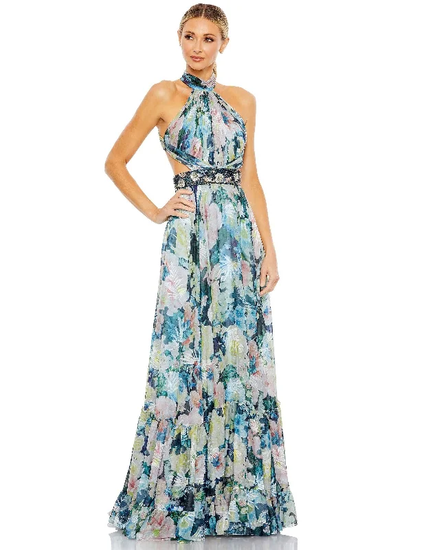 Bodycon dress for a business networking event​Mac Duggal 68089 Long Halter Formal Prom Dress