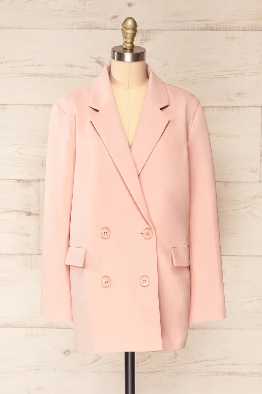 Sheer wedding guest dresses with lace inserts and long sleevesMarousi Pink | Oversized Blazer