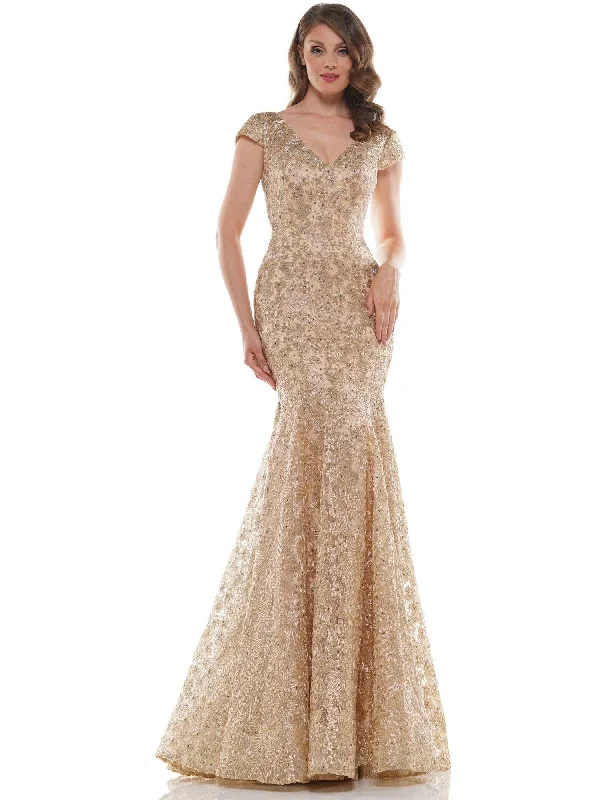 Maxi bodycon dress for a beach wedding​Marsoni Long Formal Metallic Lace Mermaid Dress Sale 212
