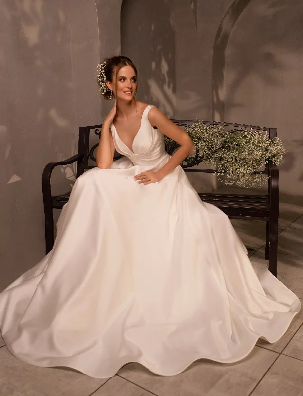 Princess - style wedding dresses with a full skirt​Petite Minimalist A-Line Wedding Dress