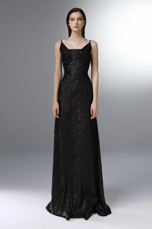 Tulle party dresses with a fairy - tale charm for formal occasions​Regale A-line Sleeveless Poly Silk Floor Length Dress