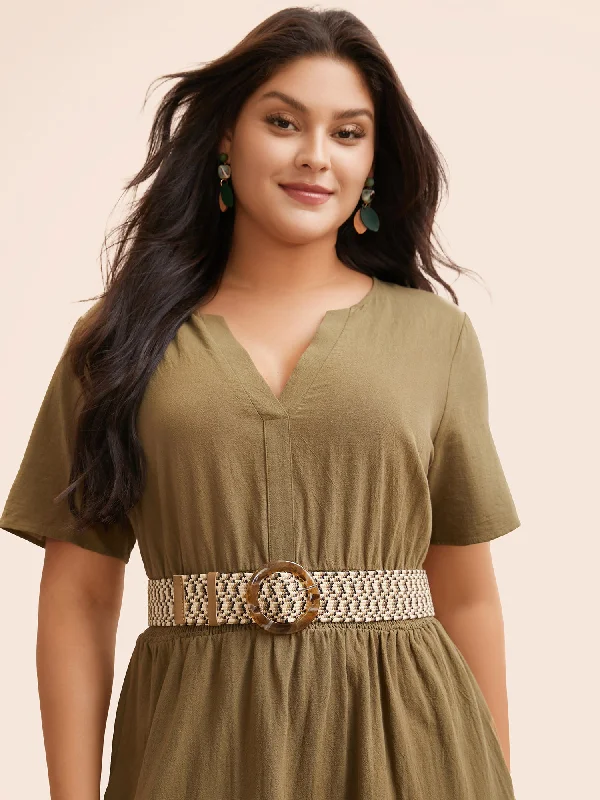 Party dresses with a metallic finish for a shiny and eye - catching effect​Round Buckle Woven Belt