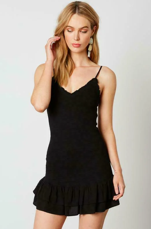 Wedding guest dresses with tassel - adorned belts and A - line skirtsSkylar Black Smocked Cami Dress