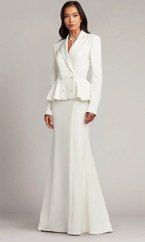 Strapless tulle wedding dresses for a fairy - tale feel​Tadashi Shoji BOS23303LBR - Tuxedo V-Neck Long Gown