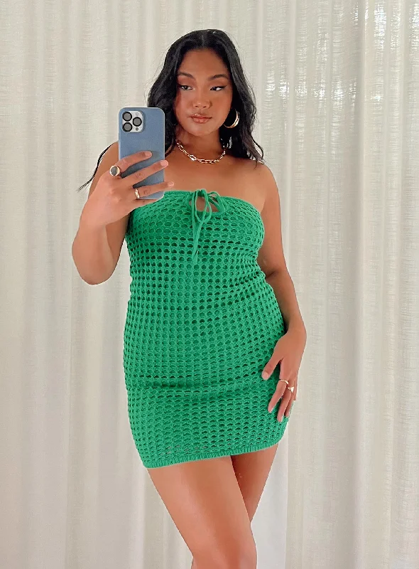 Bodycon dress with a patchwork pattern​Tansy Mini Dress Green