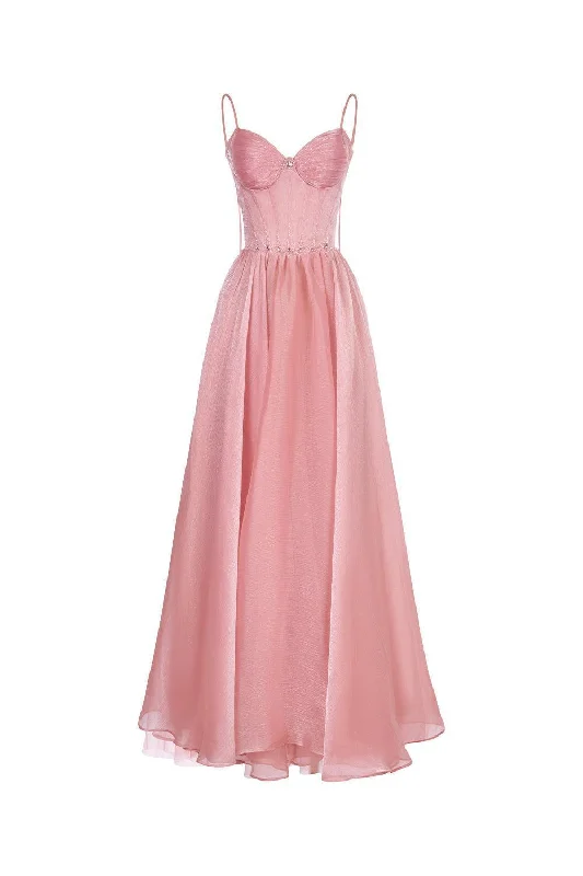 Party dresses with a tiered skirt for a fun and voluminous style​The Wings A-line Spaghetti Strap Chiffon Floor Length Dress