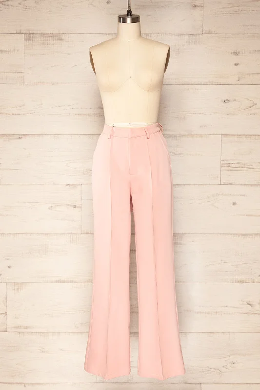 Wedding guest dresses with mesh panels and empire waistsTurbine Pink | Solid Stitch Wide Leg Trousers