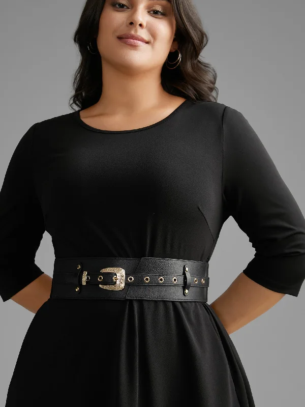 Party dresses with a denim material for a casual yet stylish look​Vintage Floral Pattern Strap Wide Waist Belt