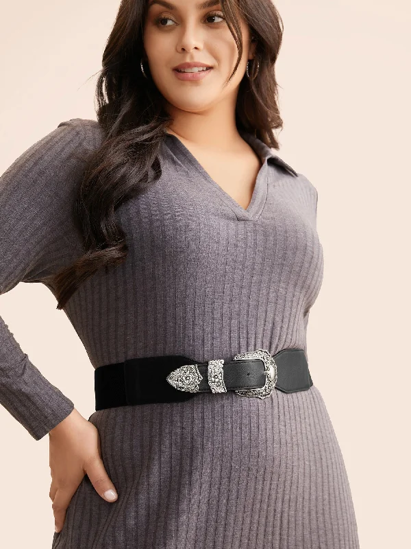 Party dresses with a lace overlay for a feminine touch​Vintage Floral PU Leather Belt