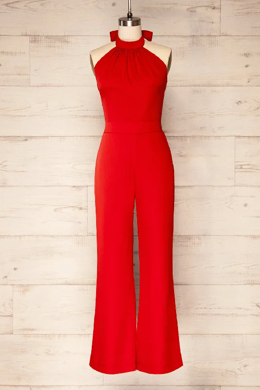 Wedding guest dresses with tiered skirts for a feminine lookZoutrane | Open Back Halter Neck Jumpsuit