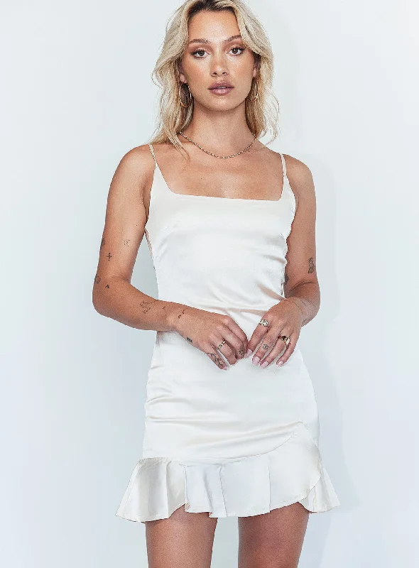 Formal dresses with pleated yokes and button - up fronts for a classic and refined lookKiribati Mini Dress Champagne Satin