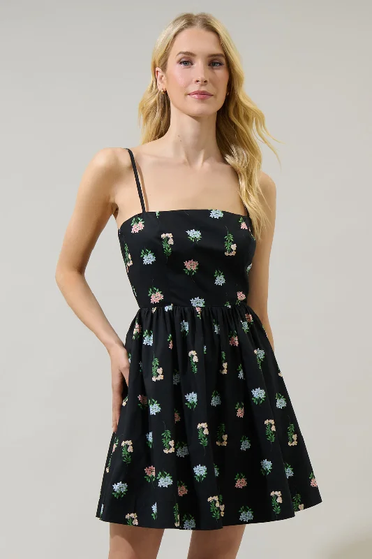 Sequined formal dresses with open backs for a sexy prom styleMayrel Floral Lesly Fit and Flare Dress