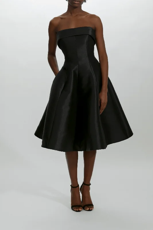 Sheath formal dresses with metallic thread detailing for a modern promMikado Foldover Strapless Dress Sheath formal dresses with metallic thread detailing for a modern promMikado Foldover Strapless Dress